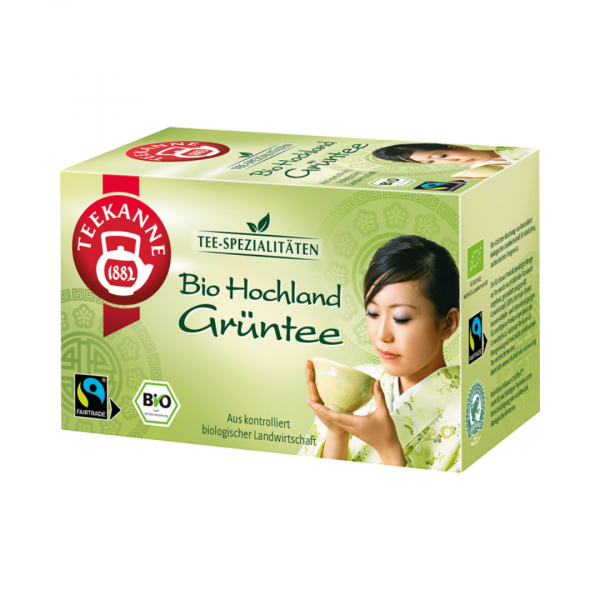 Teekanne Fairtrade Bio Hochland-Grüntee, 20 Teebeutel im Kuvert